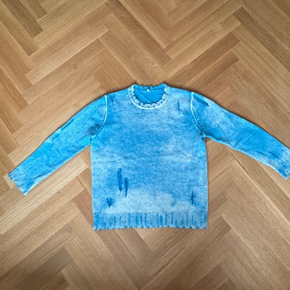 R13 Faded Cashmere Crewneck Sweater baby blue...like new - Picture 2 of 12